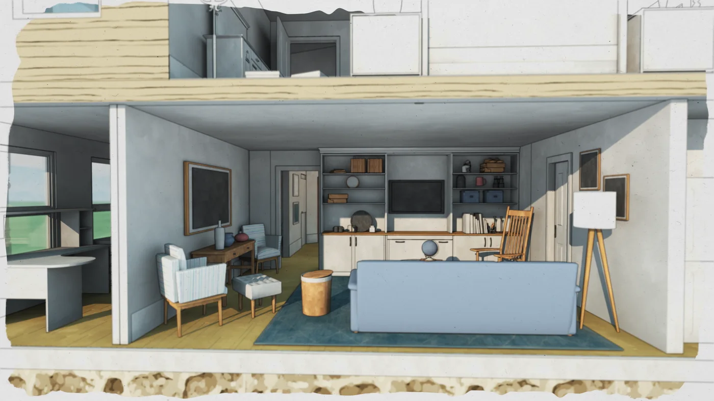 Textured cutaway — coastal living room