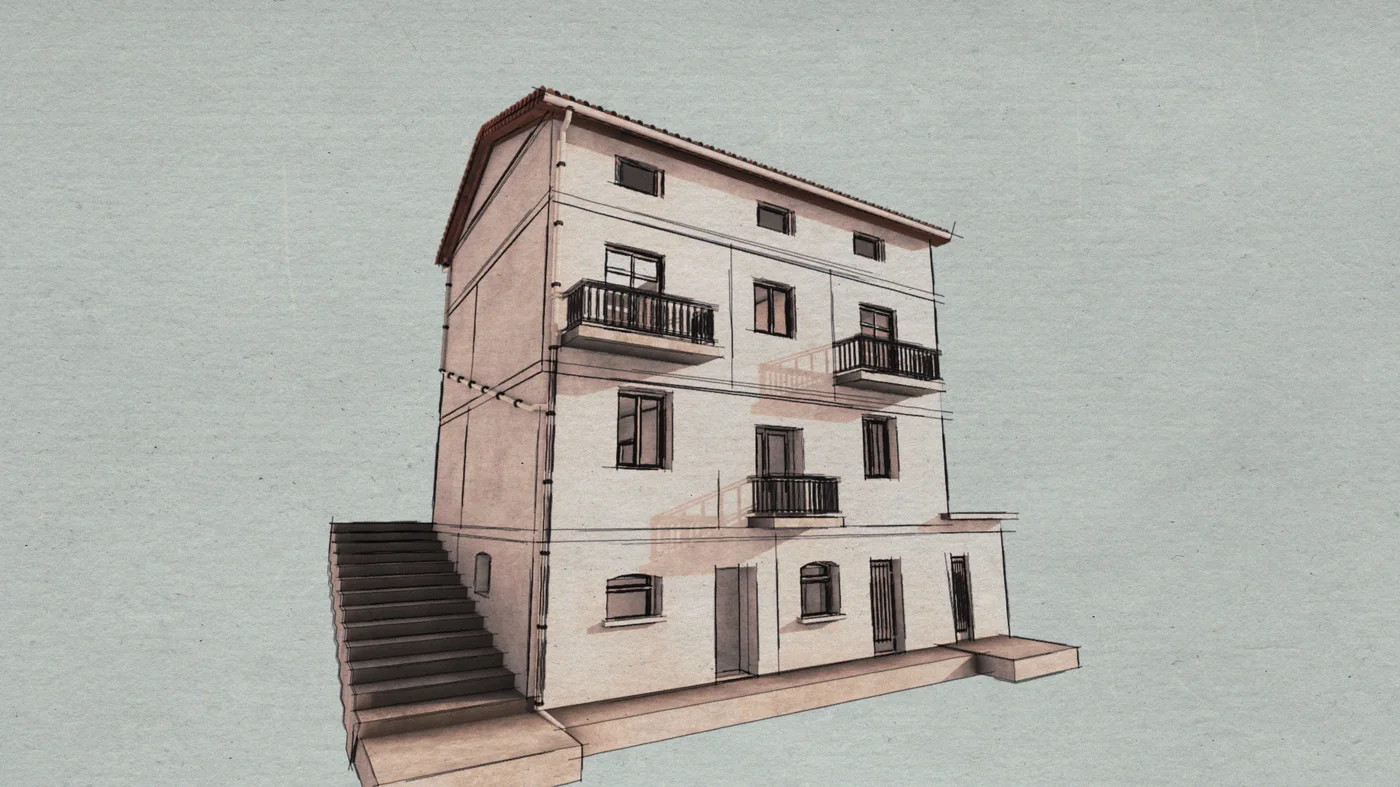Watercolor sketch — Italian residence exterior